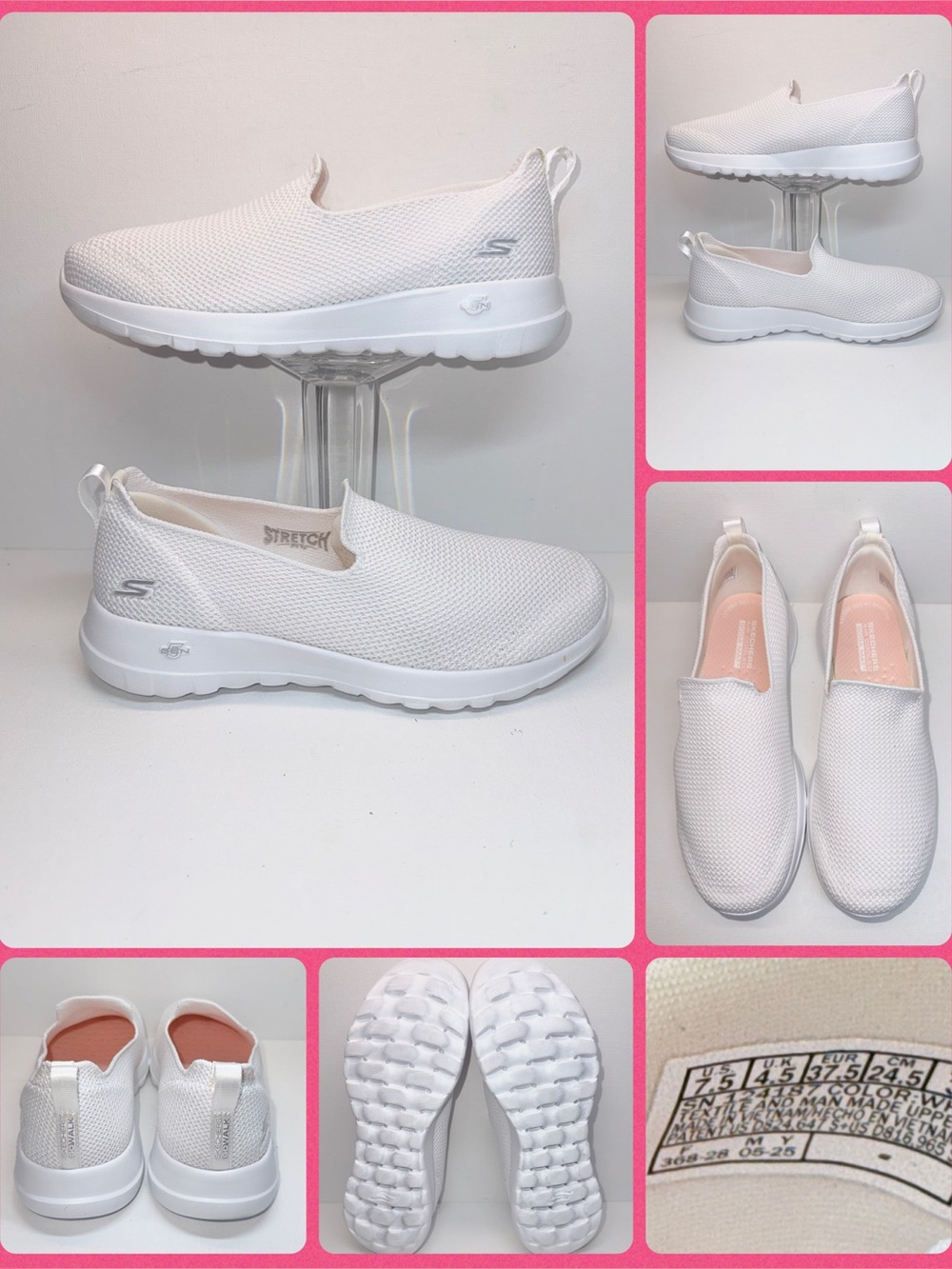 Skechers Women's All-White Slip-On Stretch Walking Shoe